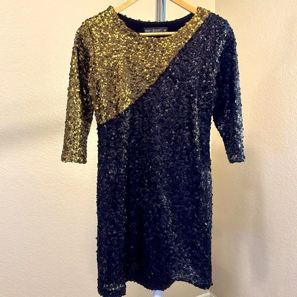 Eve Gravel-Black & Gold Sequin Cocktail Dress Eve Gravel-Black & Gold Sequin Cocktail Dress